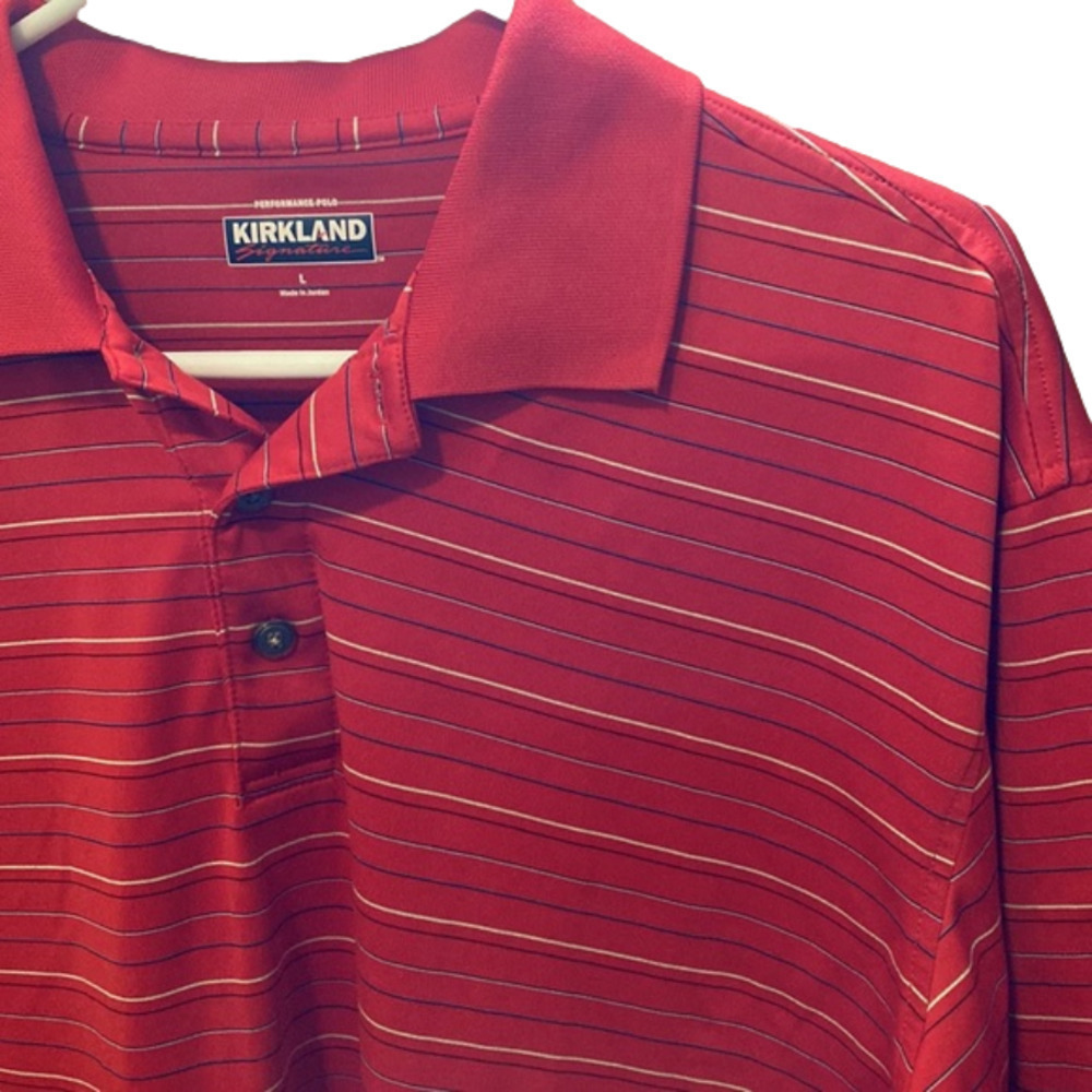 KIRKLAND red striped performance golf ⛳️ polo